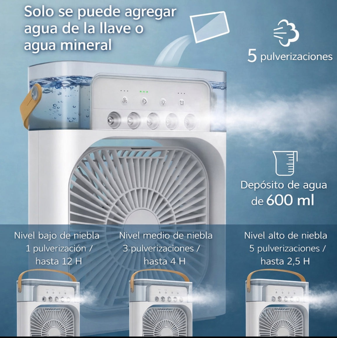 Mini Ventilador Humidificador 3 en 1